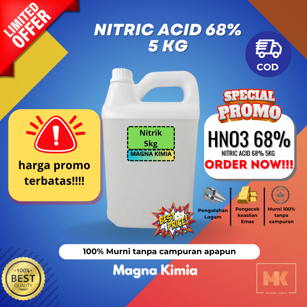 Magnakimia - NITRIC ACID BELGIA MURNI 5KG 68% - HNO3 58% BELGIA MURNI - QUALITAS TERBAIK