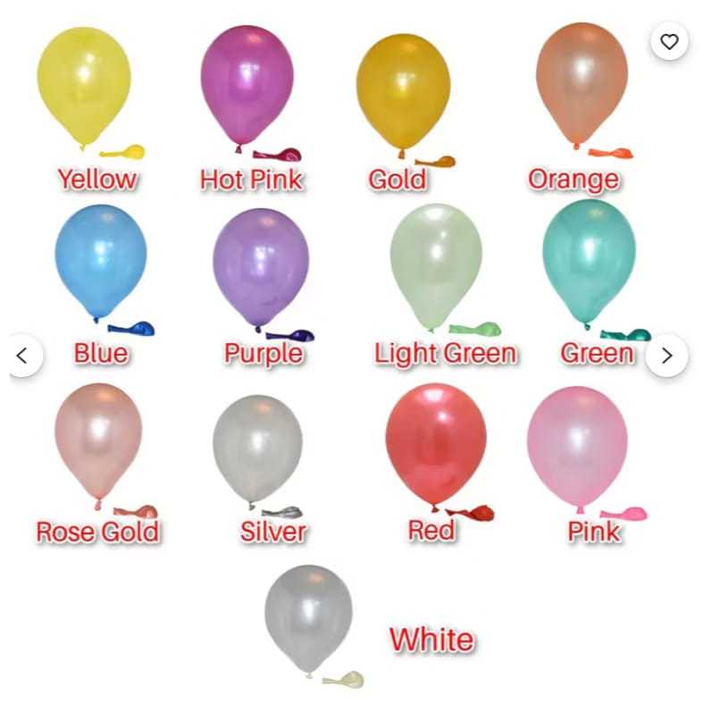 Balon Latex 5 Inch Metalik Pearl Satuan Isi Balon PVC Balloon Mini