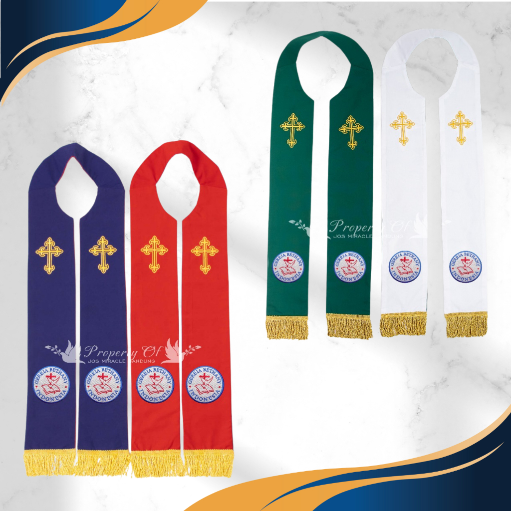 Gereja Bethany Indonesia /GBI - Stola Bolak-balik Cotton Tropical - Jos Miracle Bandung - Miracle - 