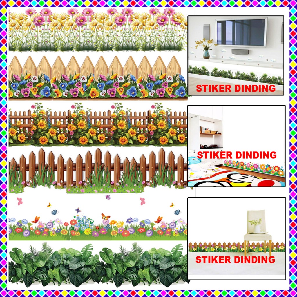 Wall Stiker/Stiker Dinding/Stiker Tranparant/Stiker Motif Rumput/Pagar