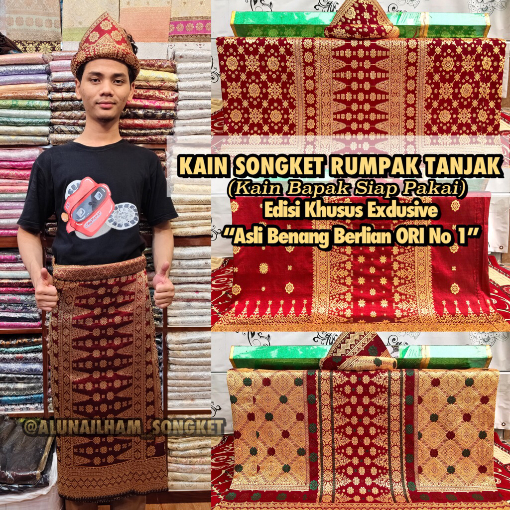 KAIN SONGKET RUMPAK TANJAK(SIAP PAKAI)-ASLI TENUN TANGAN(ILHAM SONGKET)