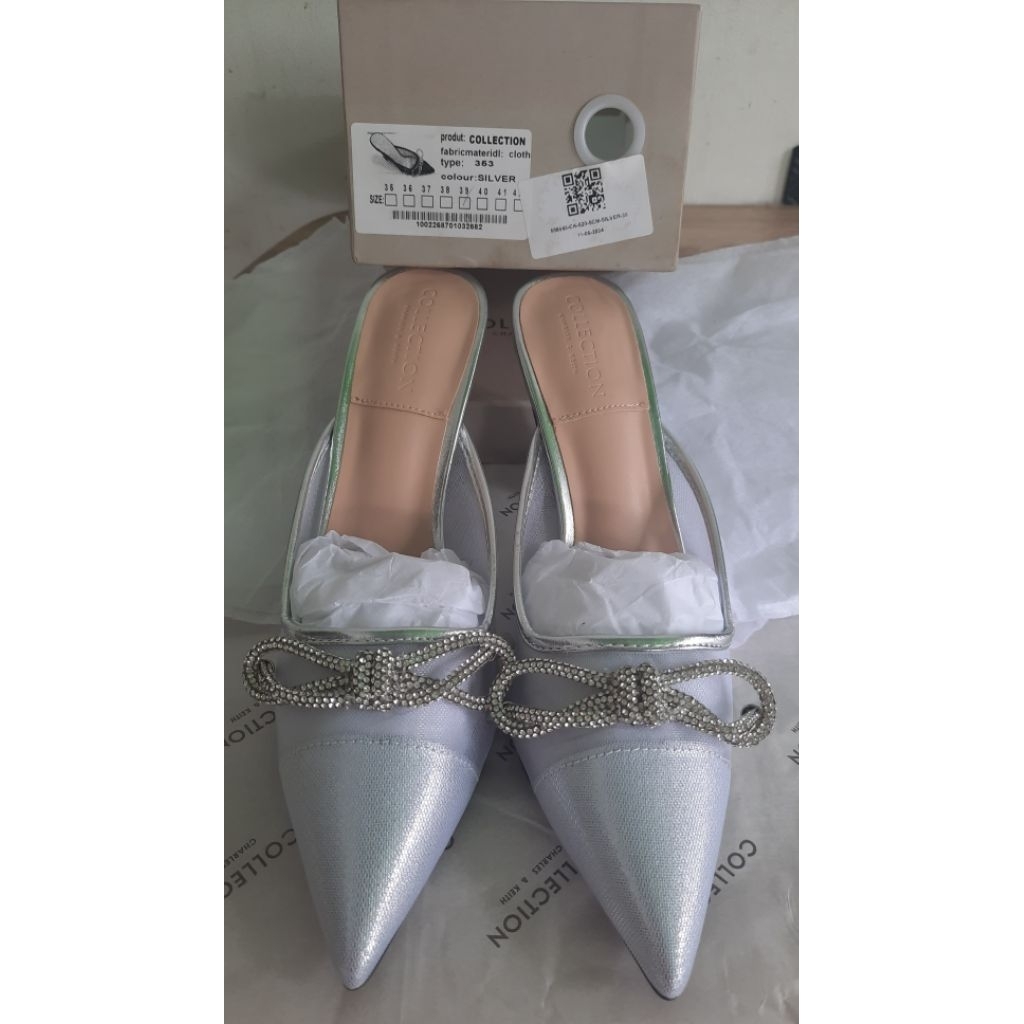 Silver Ribbon Shoes by Charles & Keith (Original)