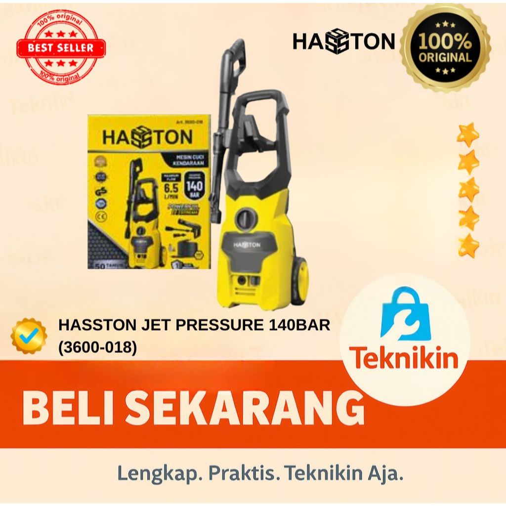 Mesin Steam Cuci 140 bar Hasston 3600-018 / Pressuse Washer Mobil Motor Listrik / Jet Cleaner.