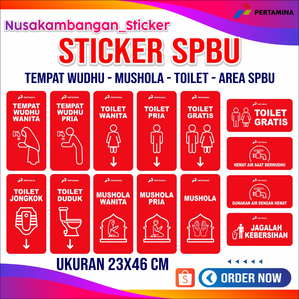 Stiker Spbu / Area Spbu / Tempat Wudhu / Toilet Spbu / Mushola Spbu