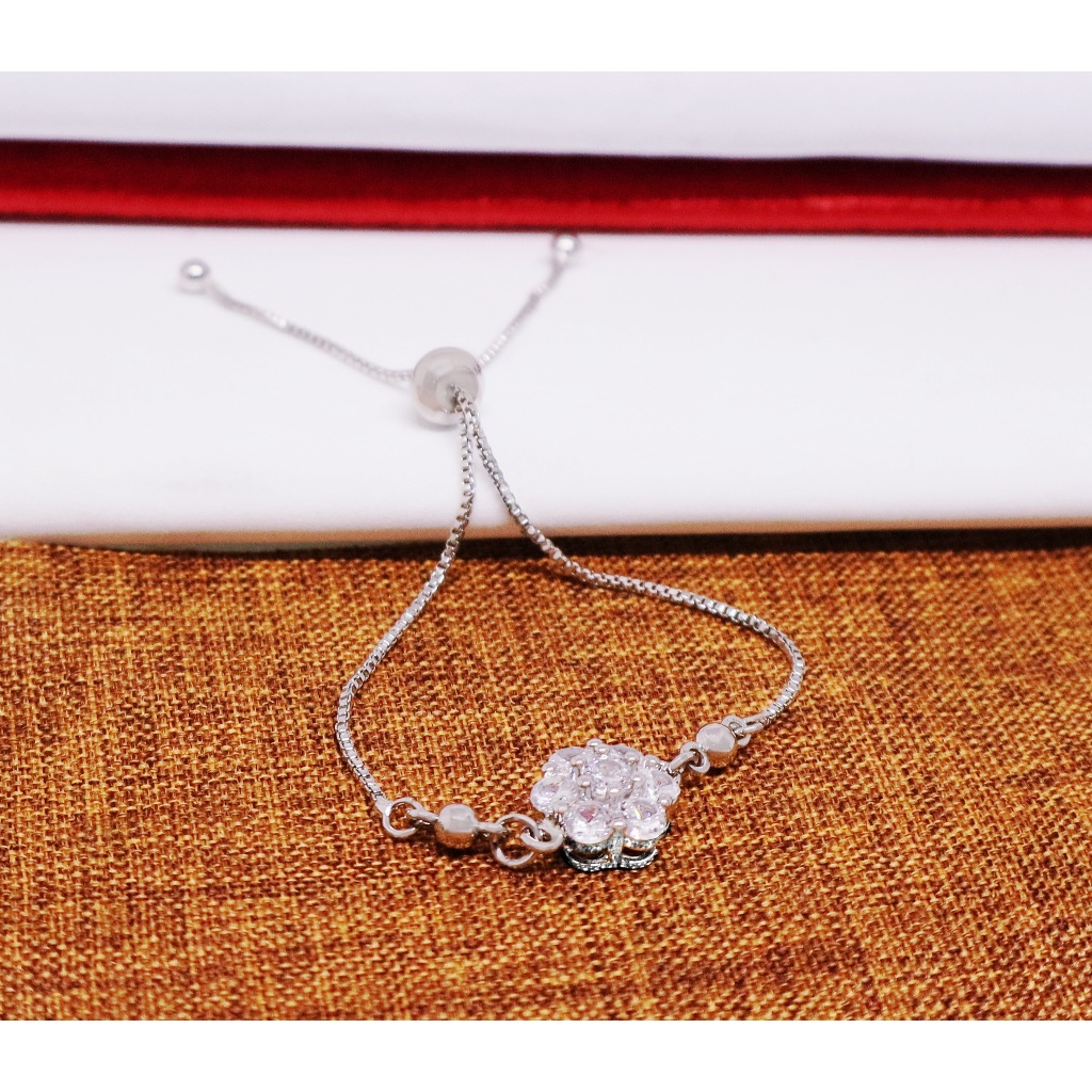 Gelang Serut Permata Bulat Melati Xuping Colection Titanium Berlapis Emas Putih