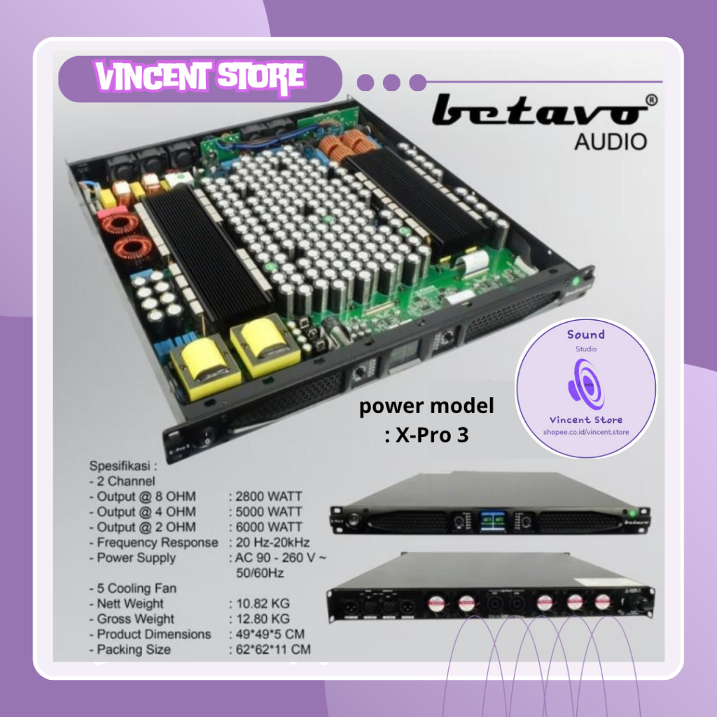 POWER AMPLI BETAVO 2 CHANNEL X-Pro 3 PROFESSIONAL AUDIO GARANSI 1TAHUN