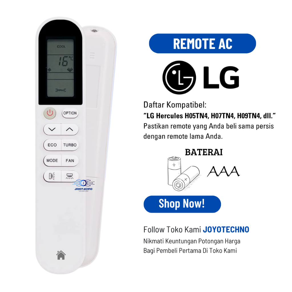 REMOTE AC LG 1/2 PK H05TN4 LOW WATT NEW HERCULESS
