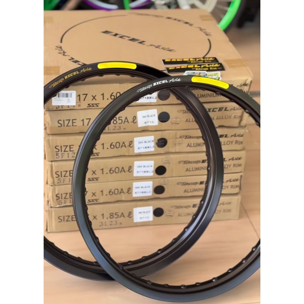 velg velek palek TAKASAGO EXCEL ASIA RIM ORIGINAL HITAM BLACK SEPASANG UKURAN 140 160 185 215 250 30