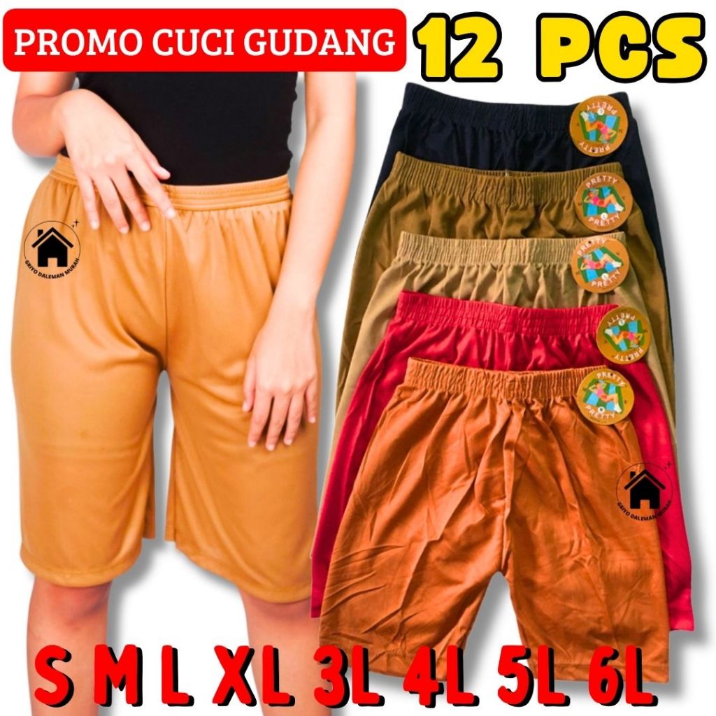 PROMO 6 PCS CELANA TAYET- STRIT- SHORT WANITA PENDEK/LEGGING STRIT PENDEK
