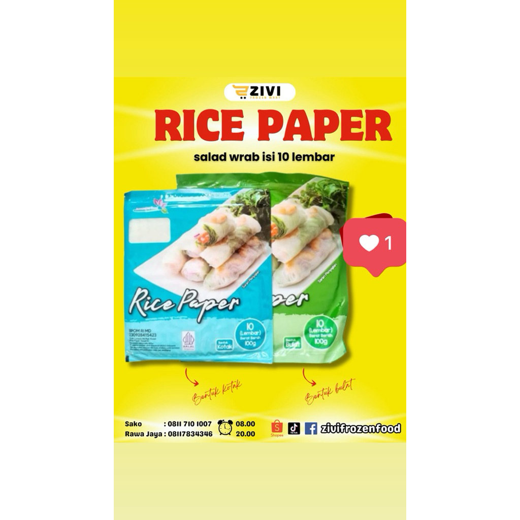 Rice paper isi 10 lembar / Ricepaper / rice paper kotak / rice paper bulat