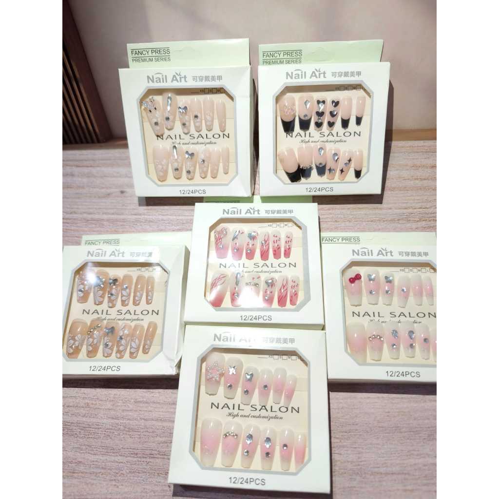 (GROSIR) 12 BOX KUKU PALSU PRESS ON NAILS NAIL ART / KUKU TEMPEL INSTAN CANTIK WANITA / KUKU PALSU I