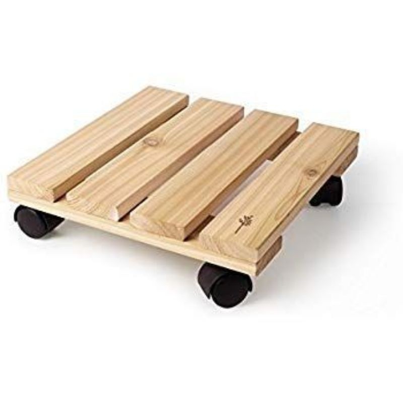 Troli Galon Kayu Beroda Rak Serbaguna 40cm