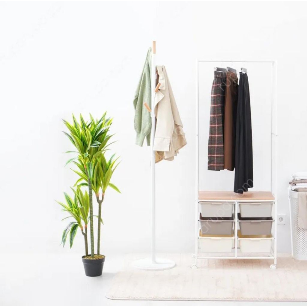 [Instan Only] Informa Standing Miror Stand Hanger Metal dan Wood Alas Marmer Tinggi 187