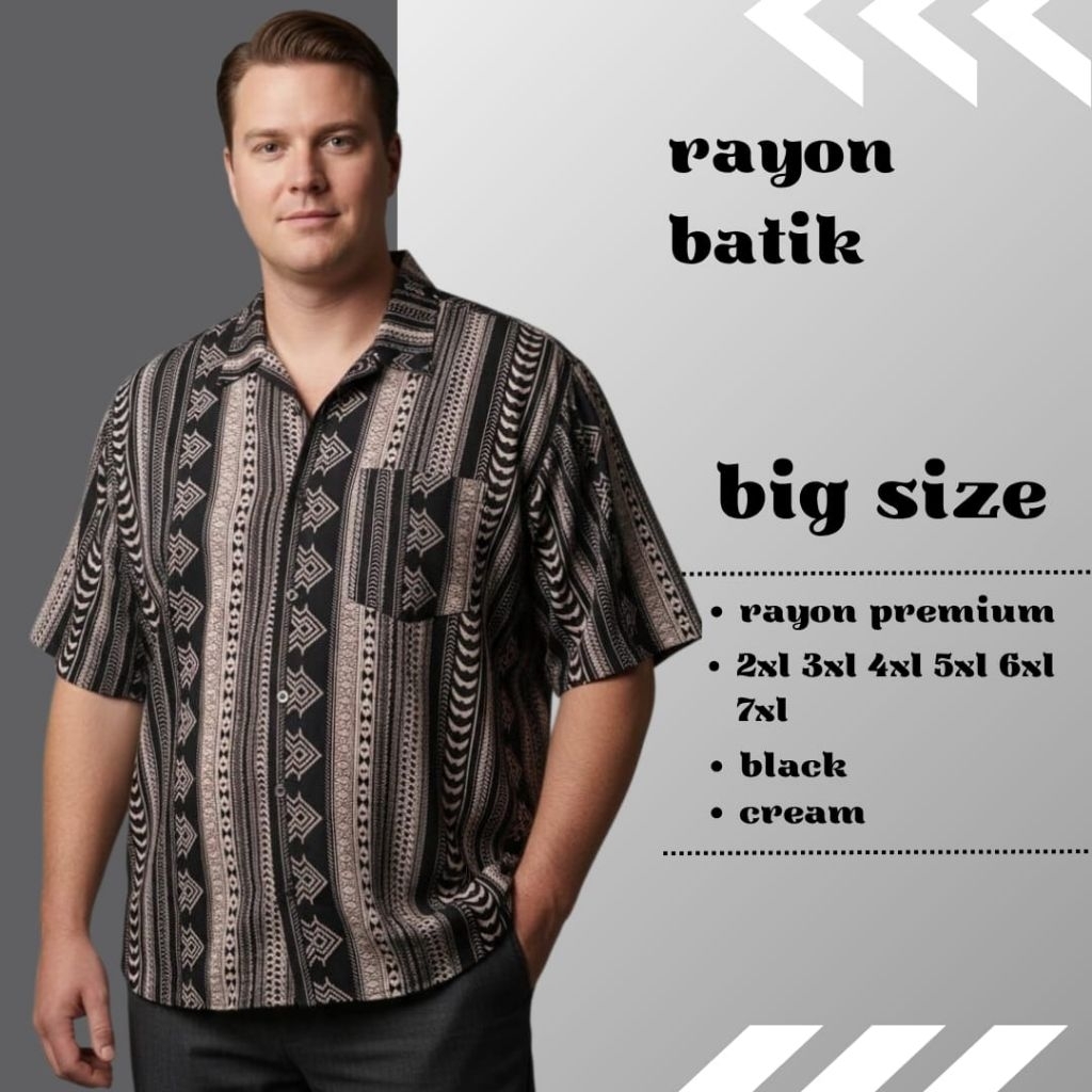 Kemeja Rayon Batik Pria Jumbo | Kemeja Rayon Batik Premium | Kemeja Batik Bahan Rayon Premium Big Si