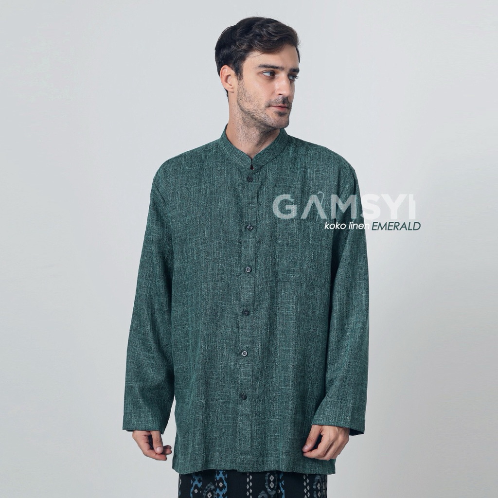 BAJU KOKO LINEN POLOS  LENGAN PANJANG/KOKO HABAIB/KOKO GAMSYI