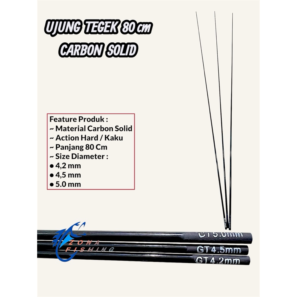 Top Ujung Tegek 80 Cm Carbon Solid Hard Kaku