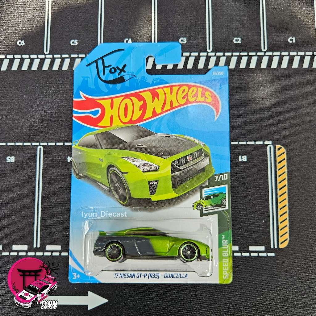 Hot Wheels 17 Nissan GT-R R35 Guaczilla Tfox Speed Blur Hijau Green Diecast 1:64 Original Mattel