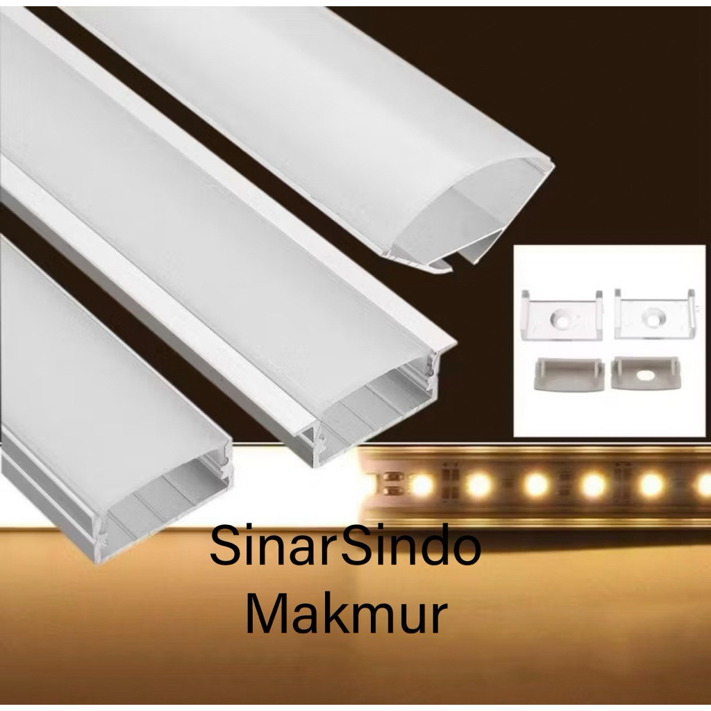 Cover Lampu Led Strip Alumunium/Housing Led Bar/Led Strip 1m 2m