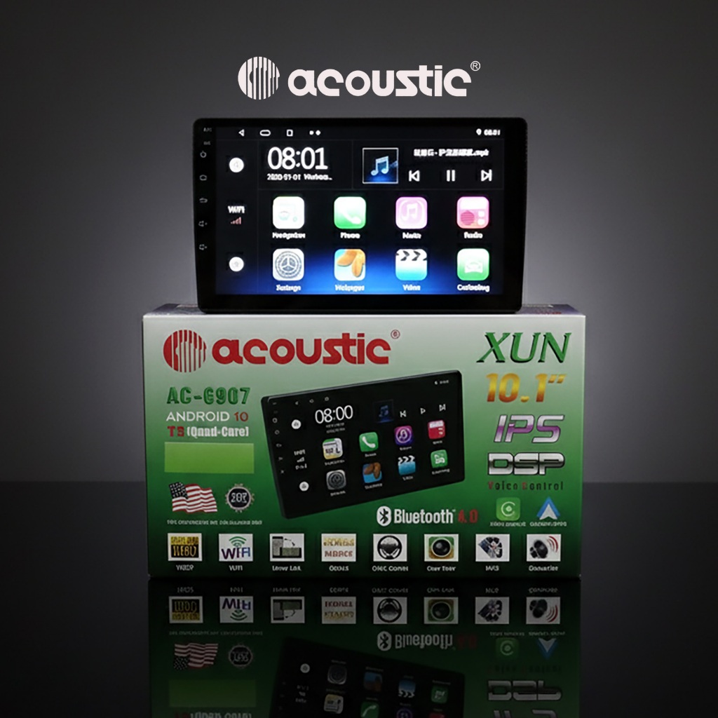 Acoustic AC-6907 Headunit Android Layar Sentuh HD 10.1 inch DSP Time Alignment