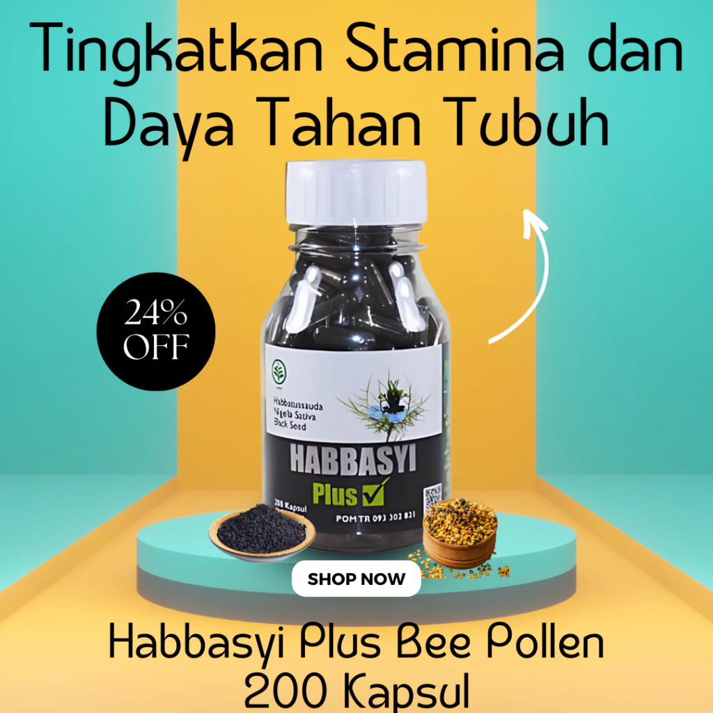 Habbat Habbasyi Plus Bee Pollen Black Seed 200 Kapsul / Habasyi Plus 200 Kapsul / Habbatussauda Herb