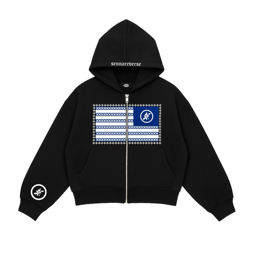 Sennareverse - Hoodie Zipper Boxy Puff ink Black - British Star | Hoodie zip | Hoodie Boxy Pria Wani
