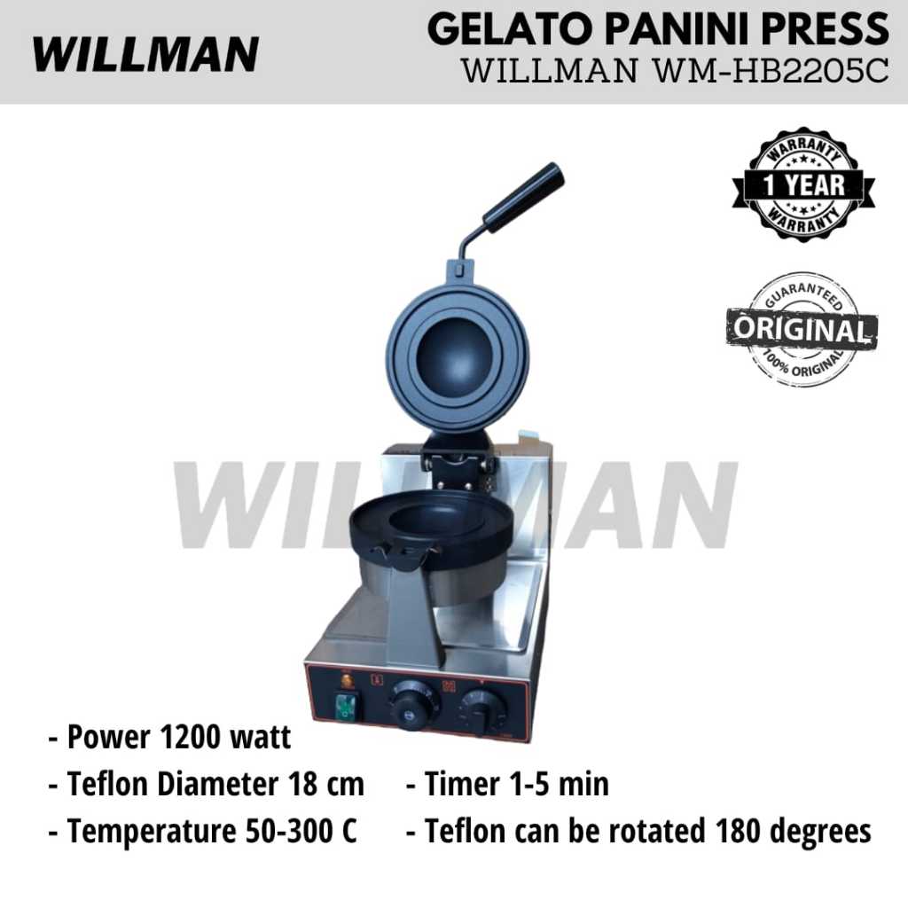 WILLMAN WM-HB2205C Mesin Ufo Burger Gelato Ice Cream Panini Bun Press Es Krim Dalam Roti