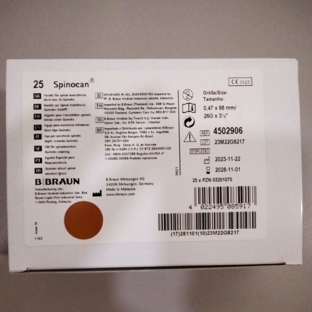 Spinocan 26G B Braun| Jarum Spinal 26G B Braun| Spinal Needle 26G B Braun