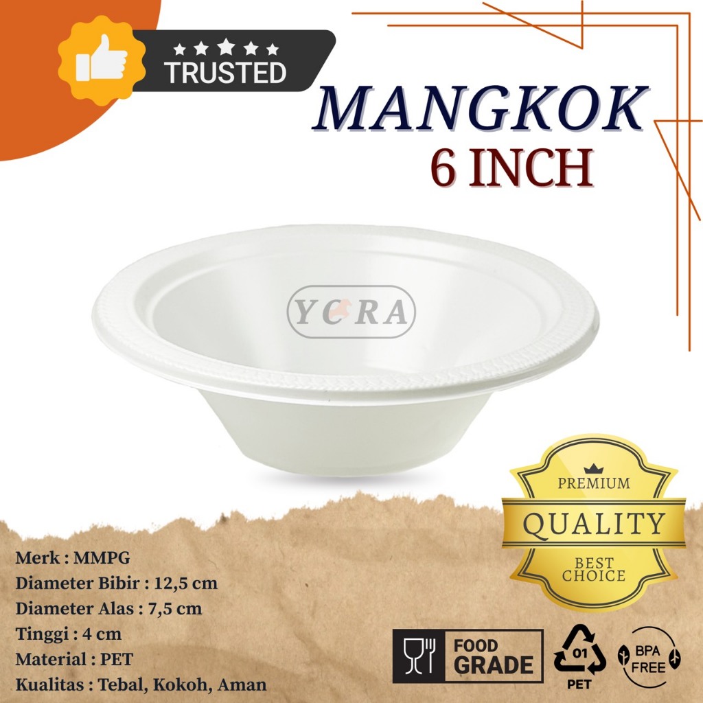 [ISI 50 PCS] mangkok plastik sekali pakai / mangkok plastik 6 inch / mangkok plastik putih susu MK6 