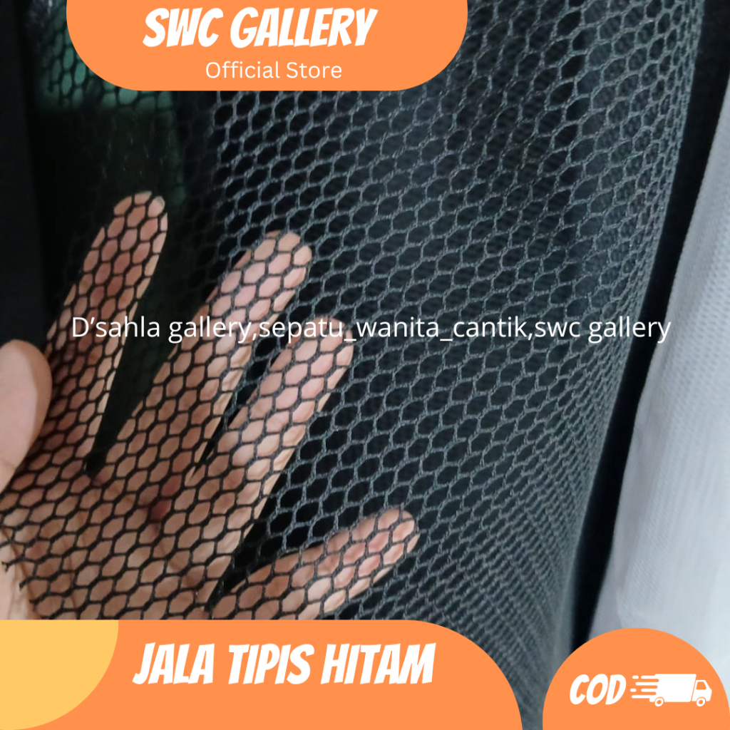 1 Roll Bahan Kain Jala / Kain Jaring Tipis Lubang Kecil 3 mm Hitam-Roll