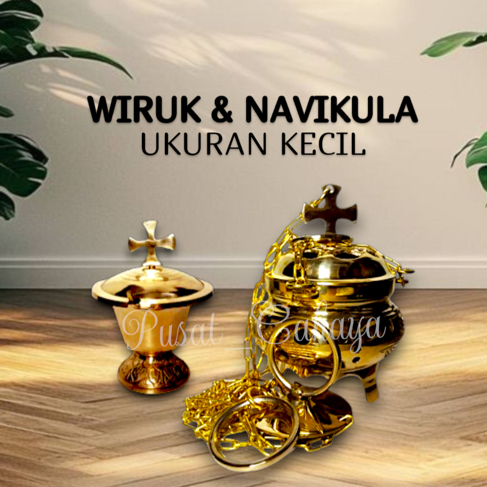 Wiruk dan Navikula Katolik Ukuran Kecil Kuningan 1 Set