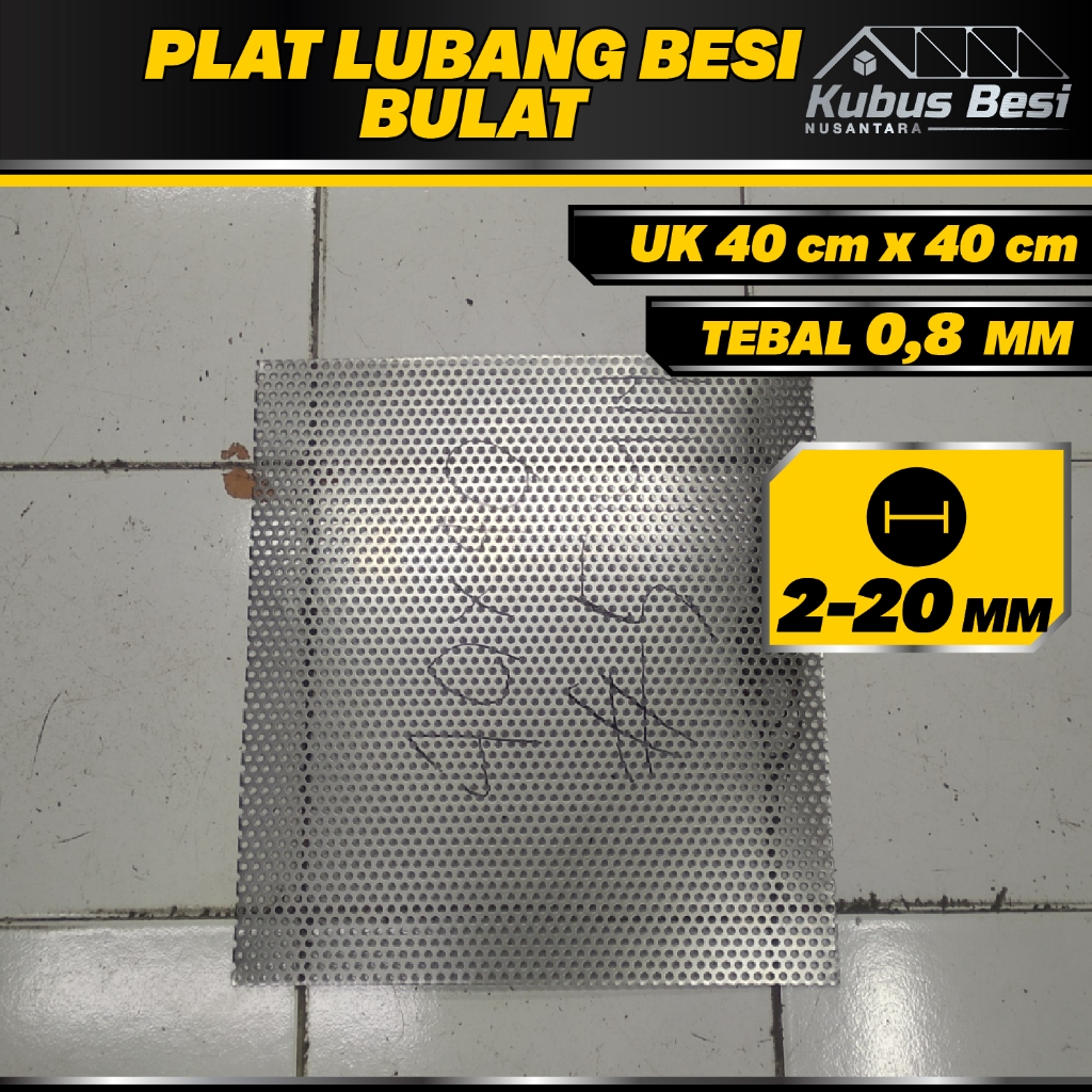 Ram Grill Speaker - 40x40 cm - Plat Lubang Bulat 2,3,4,5,6,7,8,9,10,12,14,16,18,20 mm - Tebal 0,8 mm