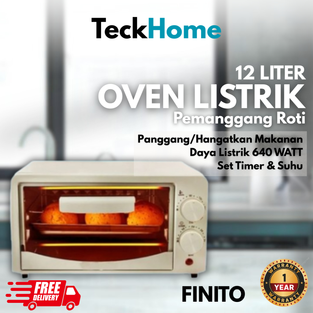 READY STOK  OVEN LISTRIK MINI FINITO - Oven Kue  kapasitas 12 Liter oven listrik low watt 12 L Daya 