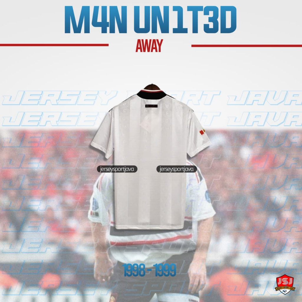 ( BISA COD ) RETRO JERSEY BAJU BOLA PRIA RETRO MU AWAY 98/99 TREBLE SHARP VIEWCAM PUTIH GRADE AAA+ -