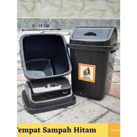 Tempat Sampah Minimalis Hitam 5 Liter Tutup / Tempat Sampah Indoor Outdoor