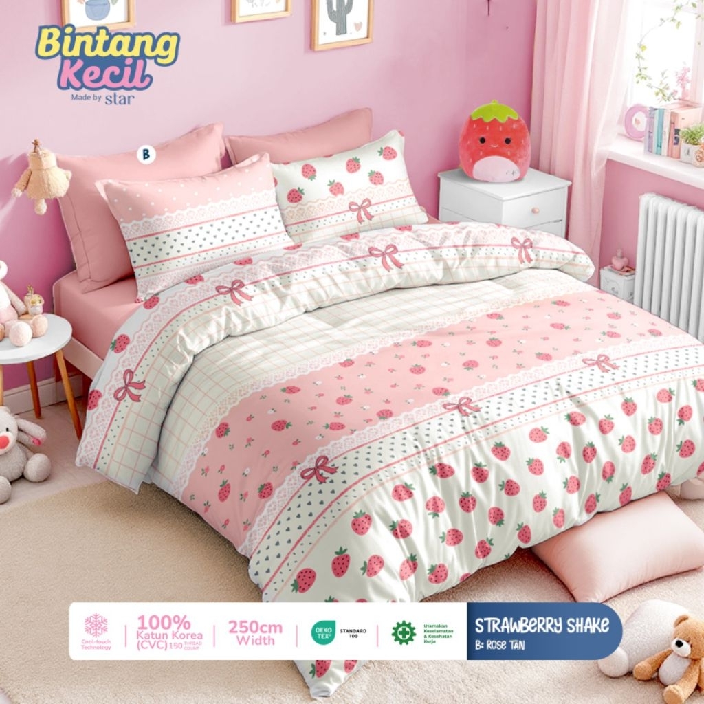 Bahan Kain Sprei Star - Strawberry Shake