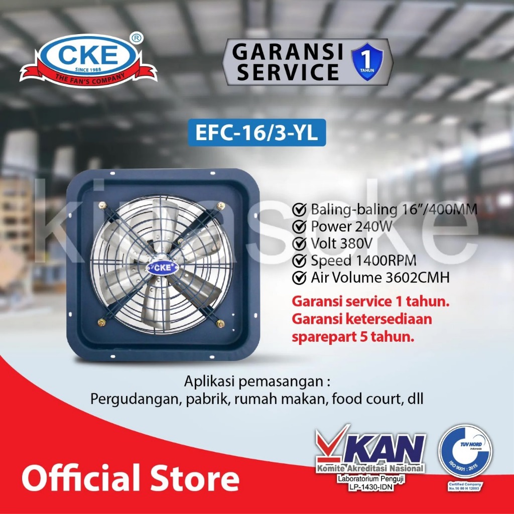 CKE EXHAUST COOLING FAN 16 INCH 380 VOLT EXHAUST DINDING