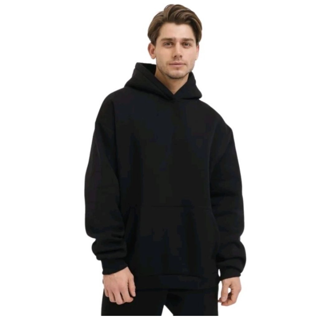 Hoodie polos hitam tebal