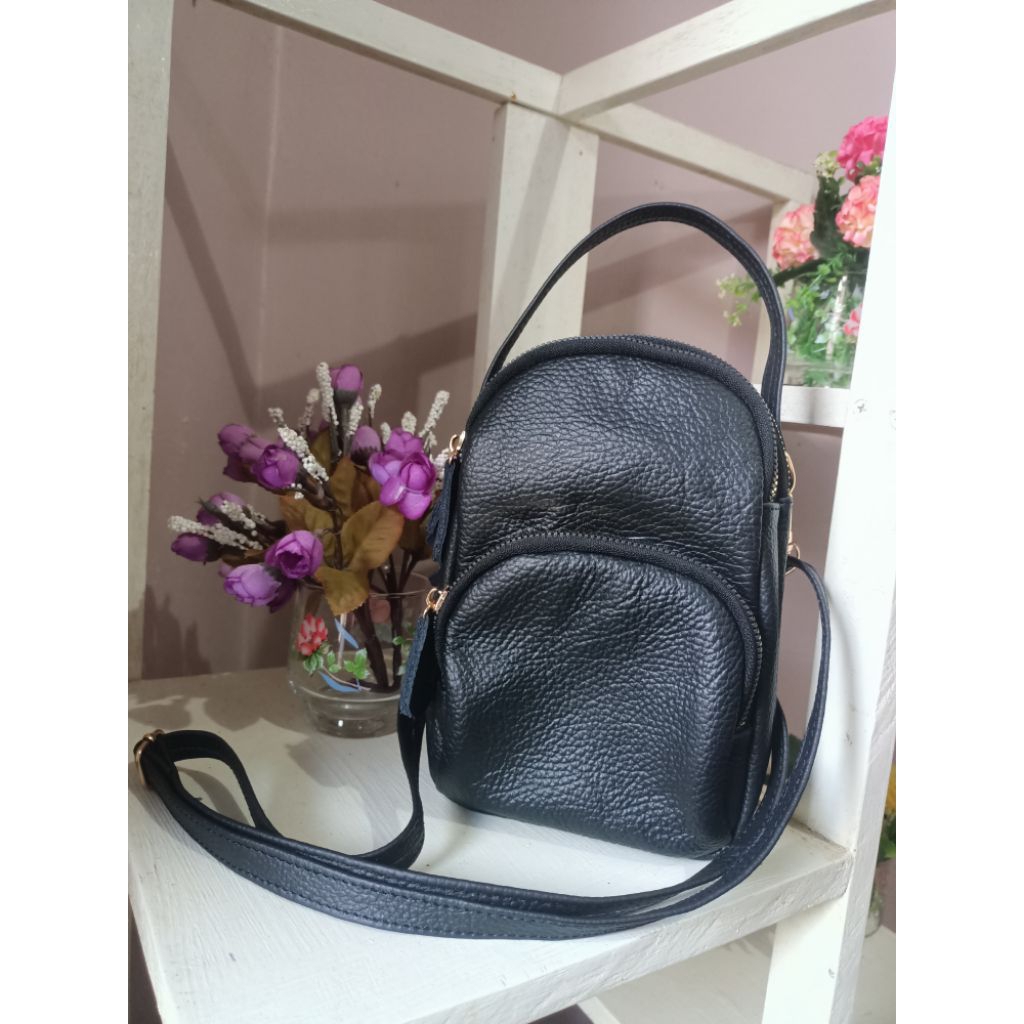 tas kulit mini asli Garut/ tas HP selempang kulit/ tas selempang mini wanita