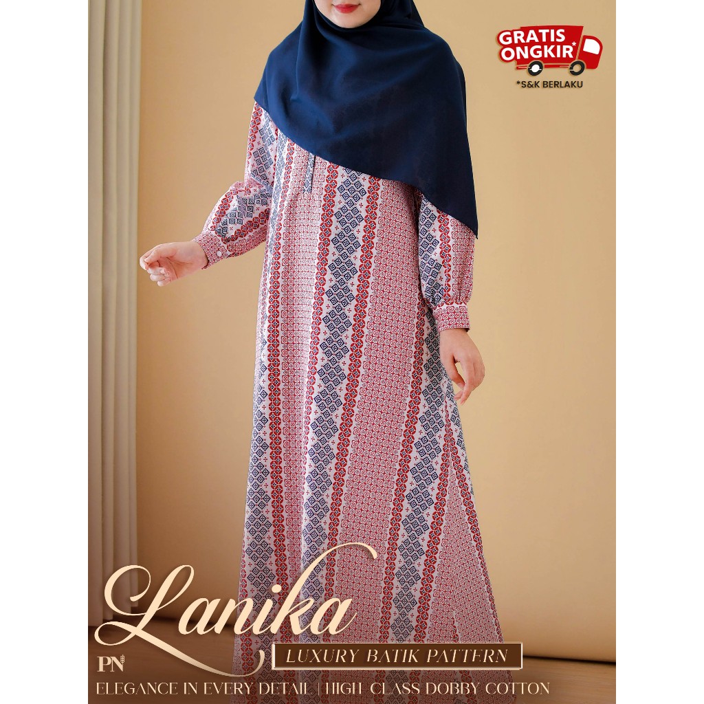 Pattern Nona Dress Lanika Gamis Modern Batik Premium Dobby Luxury Edition