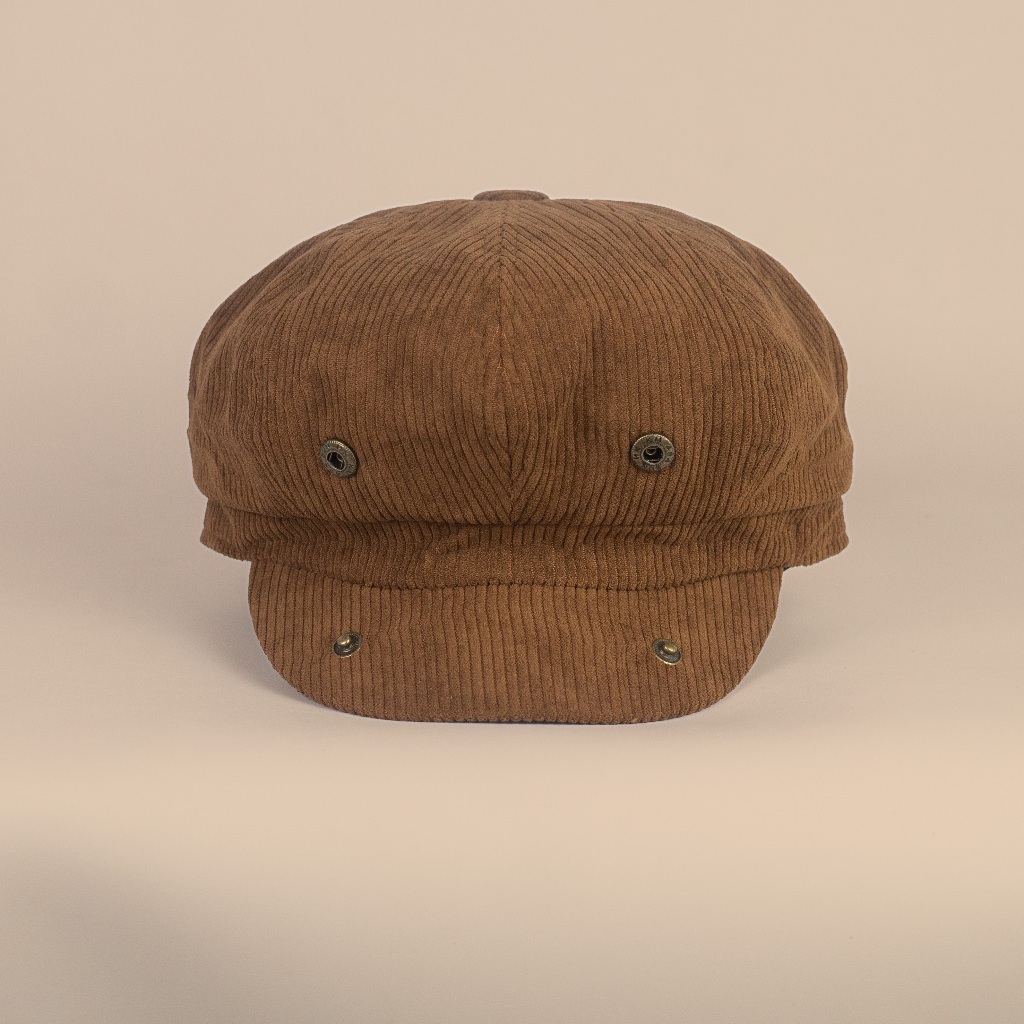 DIVINCES Newsboy Cap Gatsby Brown Corduroy - Topi Vintage Copet Peaky Blinders / Tom Shelby Unisex