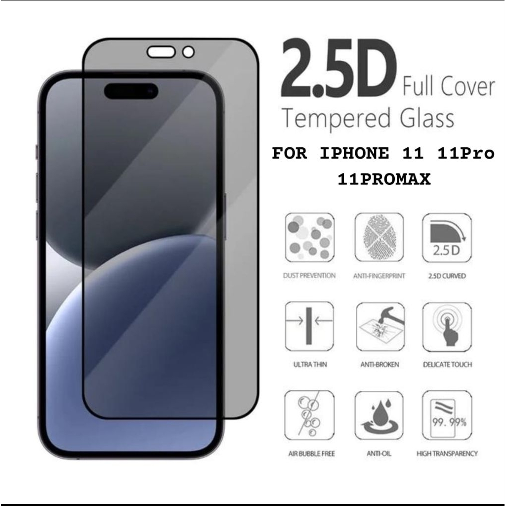 ANTIGORES TEMPERED GLASS PRIVACY SPY ESD FOR IPHONE 11 11PRO 11PROMAX - BATAM