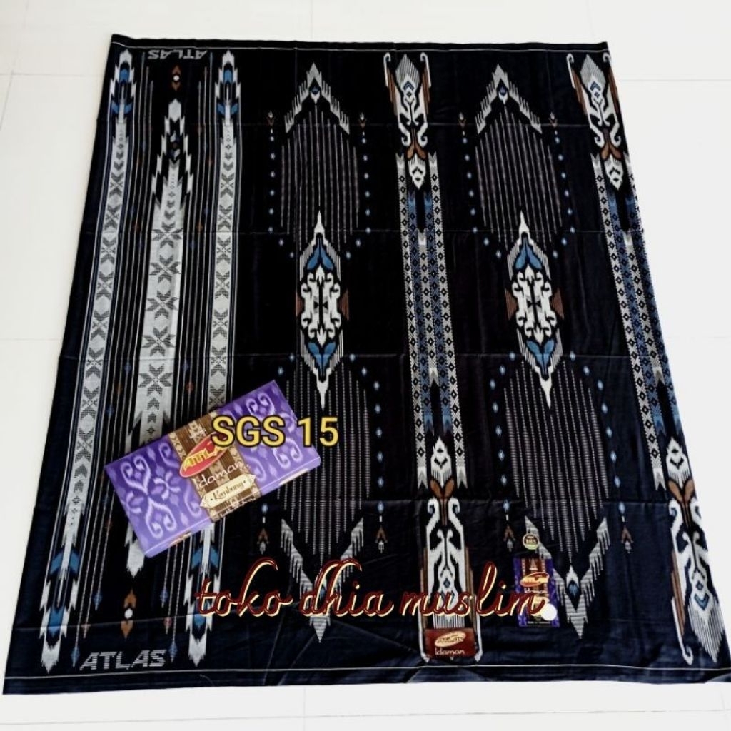 SARUNG ATLAS MOTIF BHS Idaman Kembang Harmoni 555 Warna Hitam Murah Premium Official Original Batik