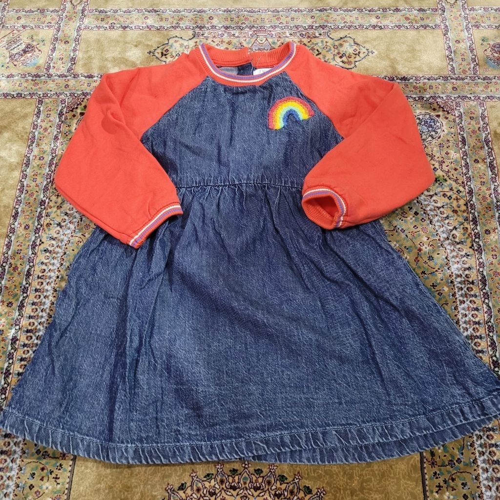 NEXT Dress denim merah pelangi