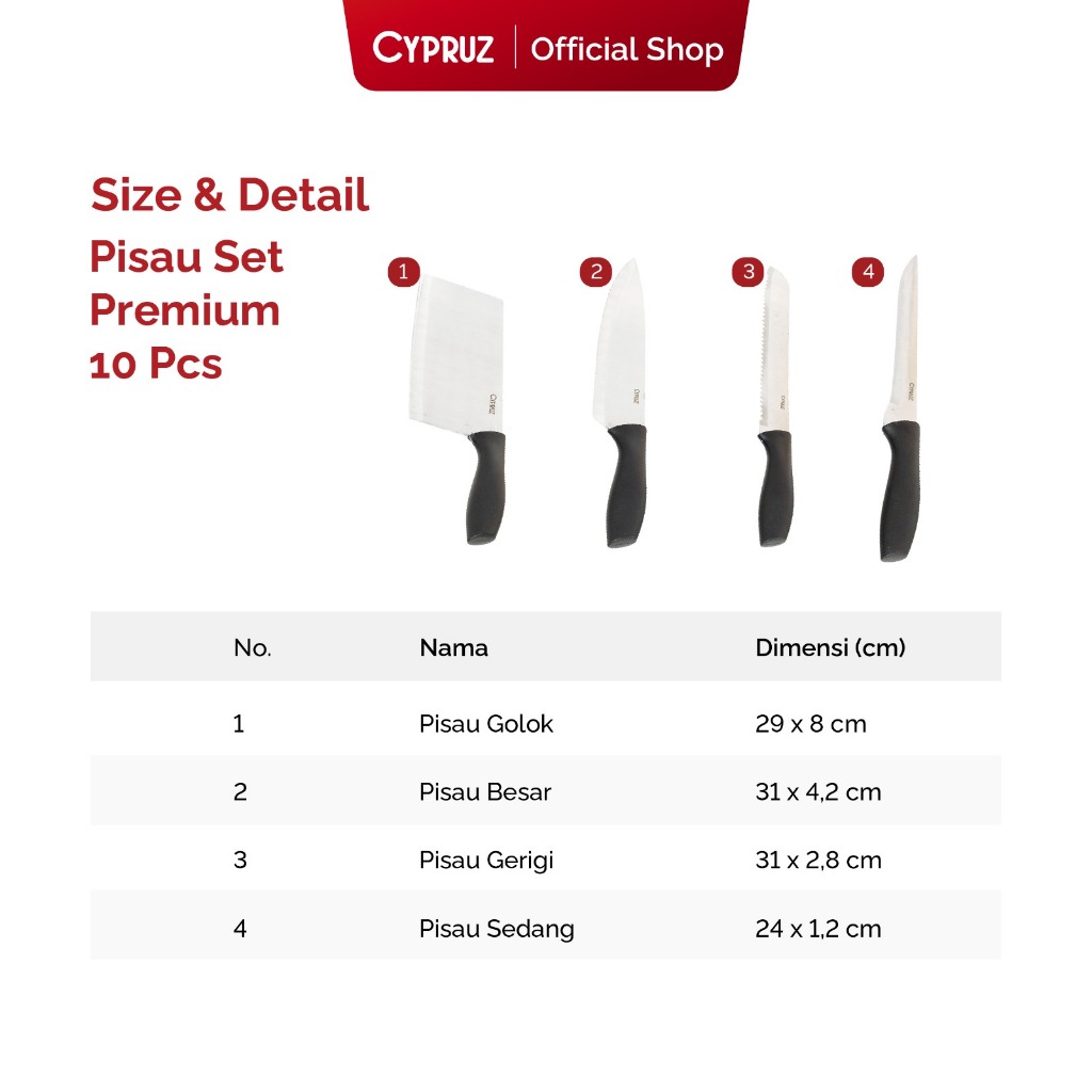 BestPromo Cypruz Pisau Set Premium 10 Pcs