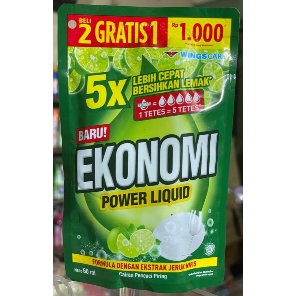 Ekonomi Cuci Piring Refill 60ml Ecer 1000 Power Liquid Pouch Dish Washing