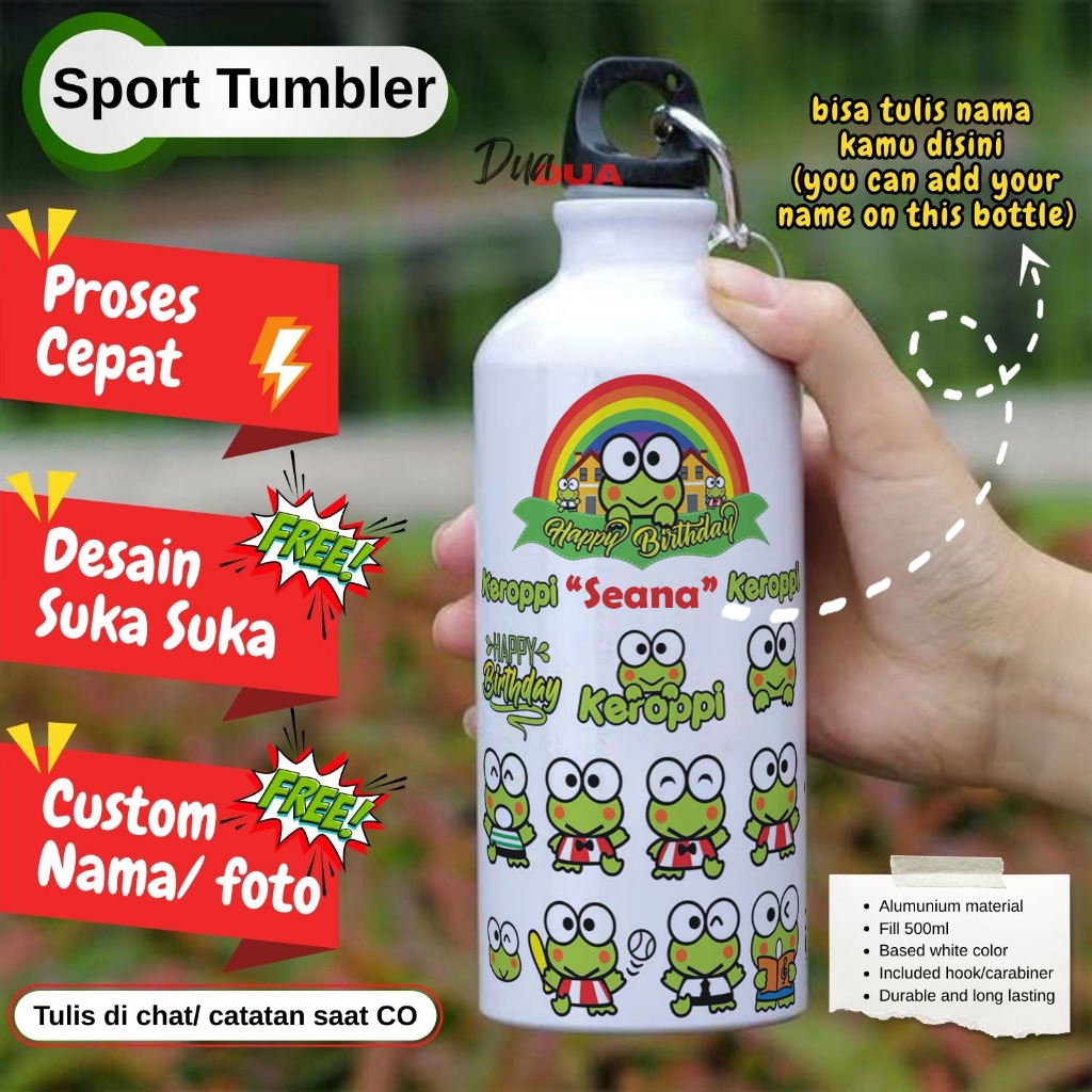Sport Bottle Keroppi Cute Green Frog Edition Botol Tumbler Kado Hadiah Souvenir Koleksi Frog Keroppi