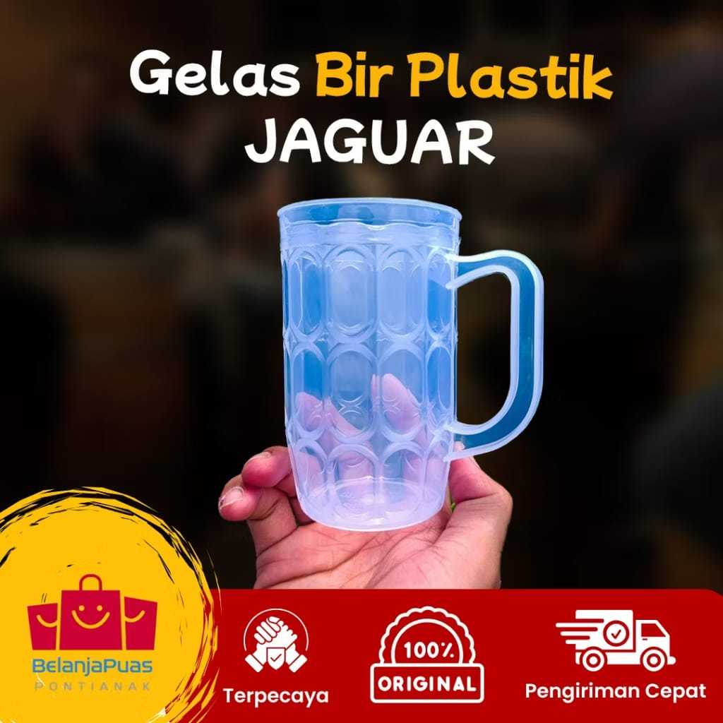 1 PCS Gelas Bir Gagang Plastik Tebal Jaguar MUG 138| Gelas Aesthetic | Gelas Plastik | Gelas Akrilik
