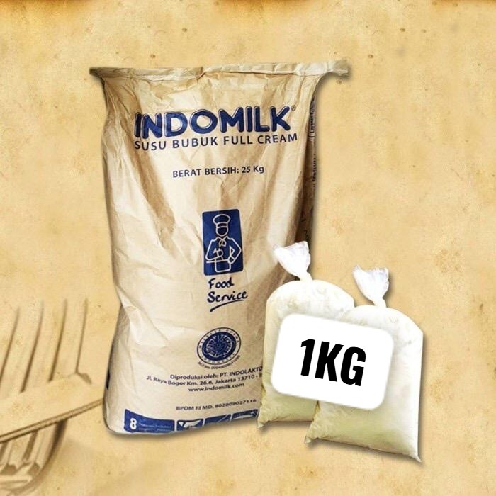INDOMILK SUSU BUBUK FULL CREAM ECER 1KG, COCOK UNTUK KUE/CAKE/MAKANAN