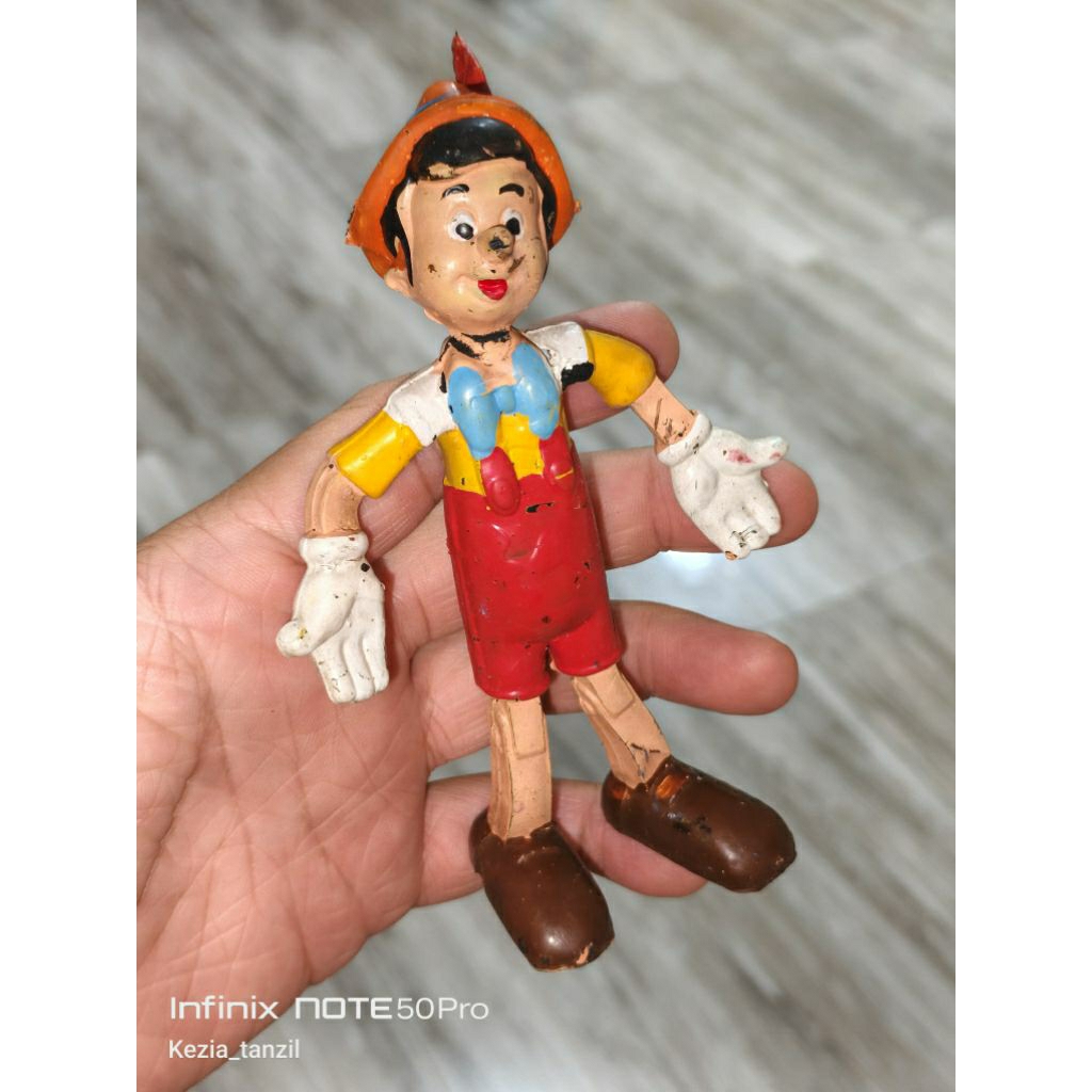 Figurine Pinocchio flexible - 1979 - Walt Disney Productions PINOKIO RARE LANGKA LAWAS VINTAGE MANUS