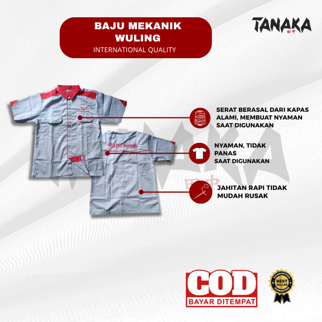 Baju Standar Mekanik Wuling Motors | Baju Mekanik Wuling | Baju Abu Wuling | Kemeja Abu Wuling